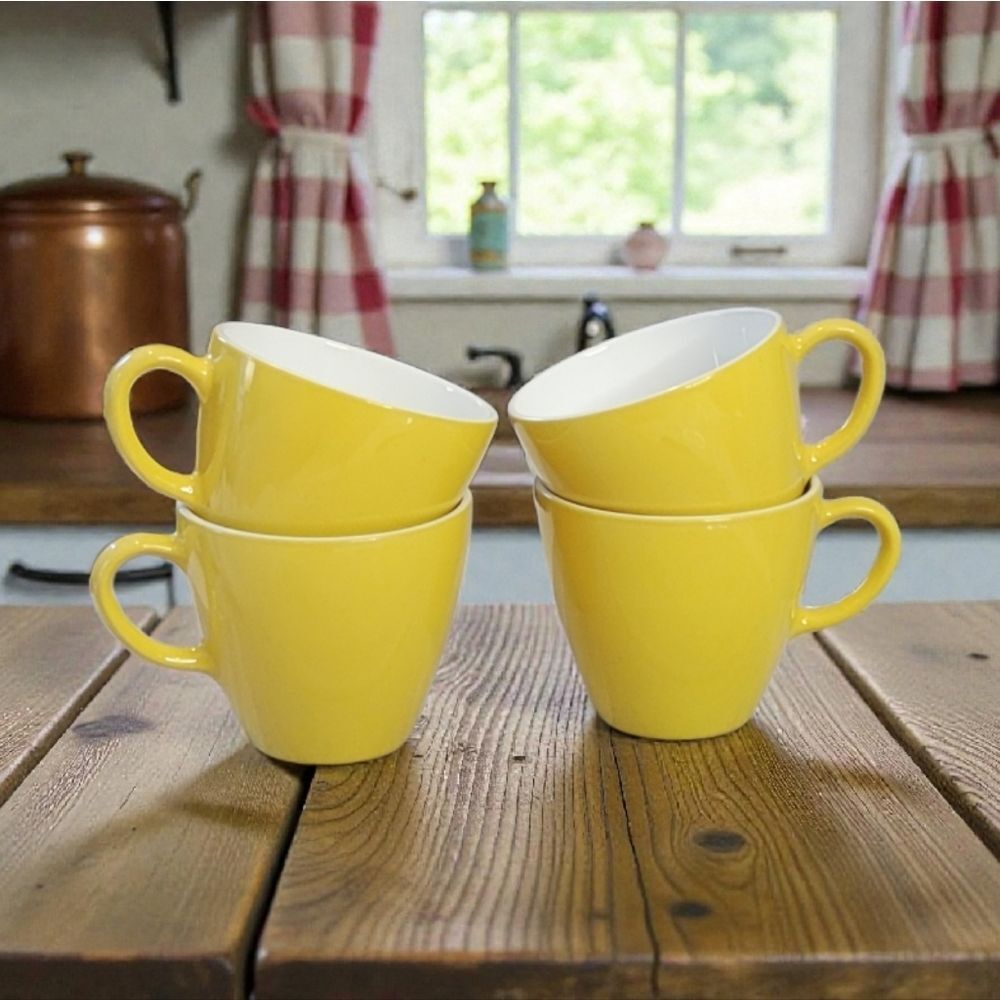 Vintage Centura By Corning Ware Mustard Gold Mug Set Of 4